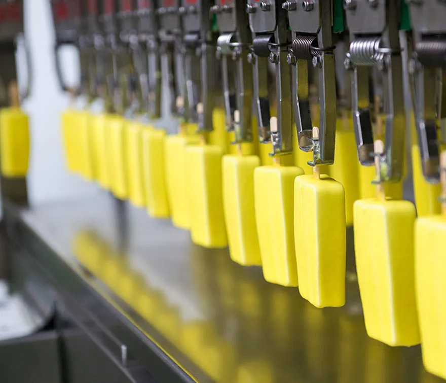 Food products on a production line